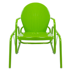 Outdoor Retro Metal Tulip Glider Patio Chair  Lime Green