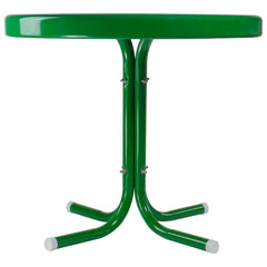22" Outdoor Retro Round Tulip Metal Side Table  Green