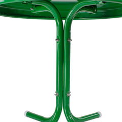22" Outdoor Retro Round Tulip Metal Side Table  Green