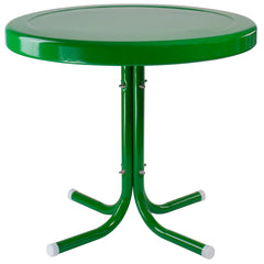 22" Outdoor Retro Round Tulip Metal Side Table  Green