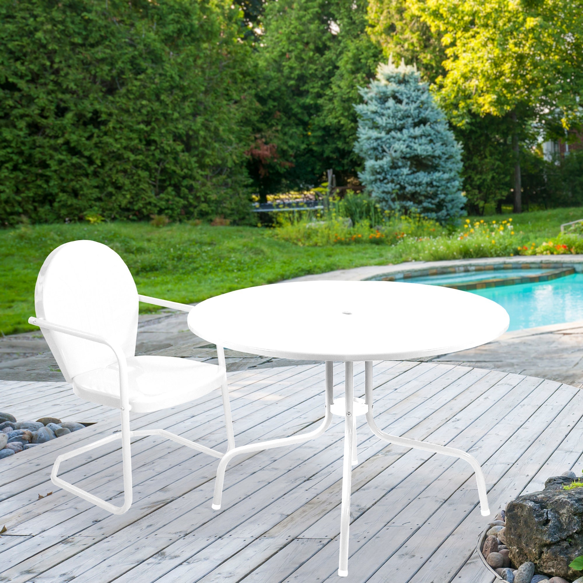  Outdoor Retro Metal Tulip Dining Table - White - Bonton