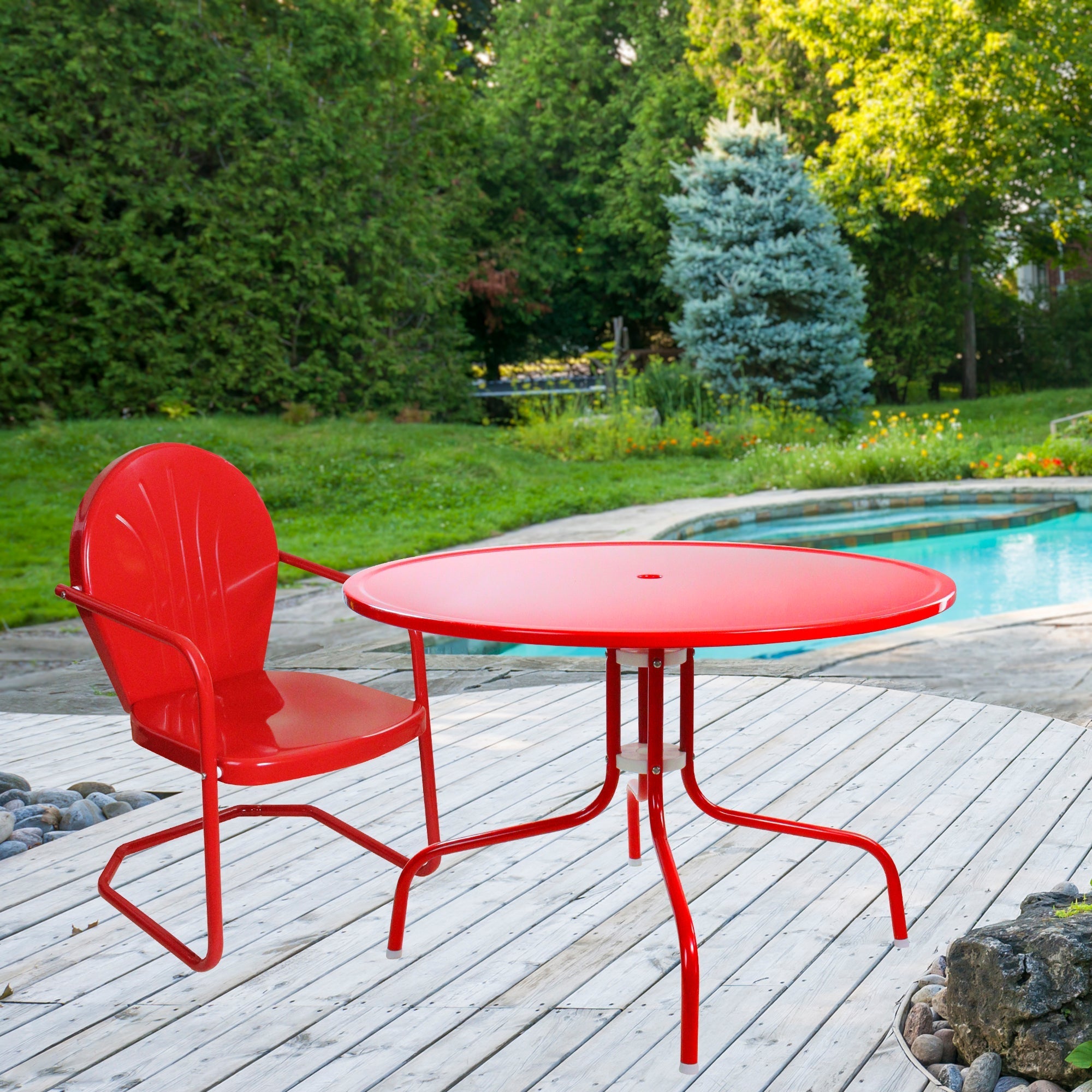  Outdoor Retro Metal Tulip Dining Table - White - Bonton