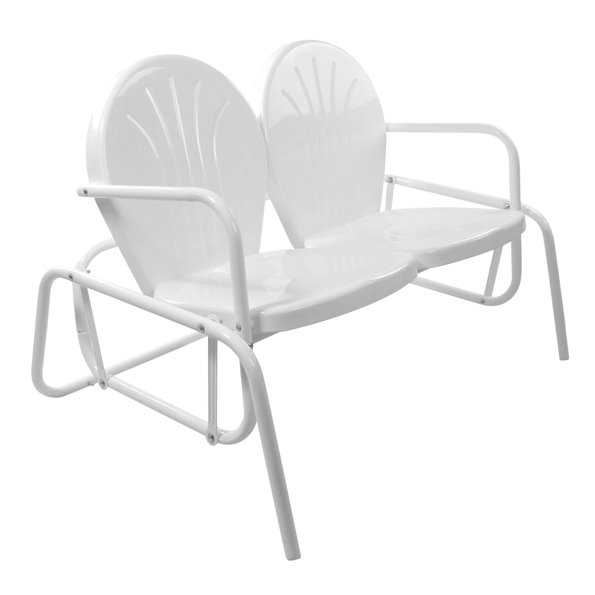  NorthLight Outdoor Retro Metal Tulip Double Glider Patio Chair 2-Person - Yellow - Bonton