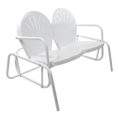 Outdoor Retro Metal Tulip Double Glider Patio Chair 2-Person