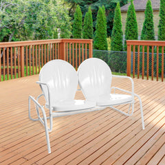 Outdoor Retro Metal Tulip Double Glider Patio Chair 2-Person