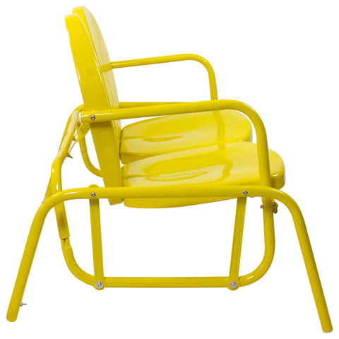 2-Person Outdoor Retro Metal Tulip Double Glider Patio Chair  Yellow