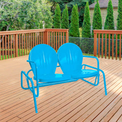 Outdoor Retro Metal Tulip Double Glider Patio Chair 2-Person