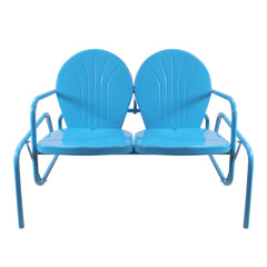 Outdoor Retro Metal Tulip Double Glider Patio Chair 2-Person