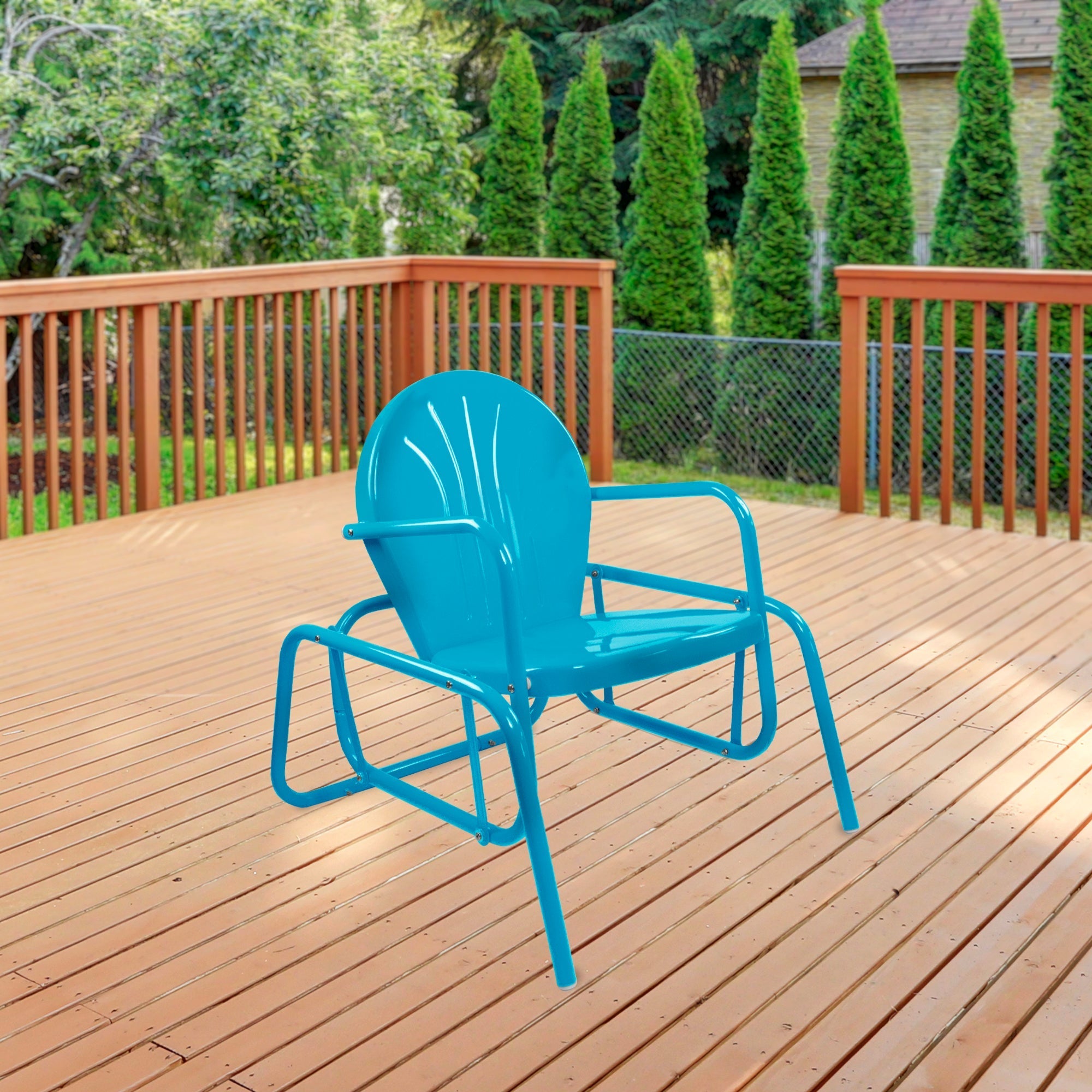  Outdoor Retro Metal Tulip Glider Patio Chair - Blue - Bonton