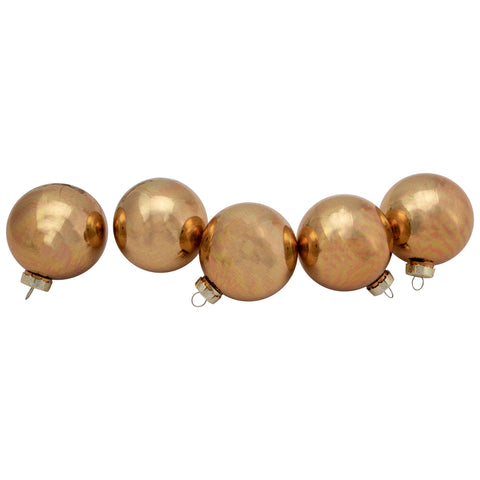 2-Finish Glass Ball Christmas Ornaments - 2.5" (65mm) - Amber Brown - 9ct