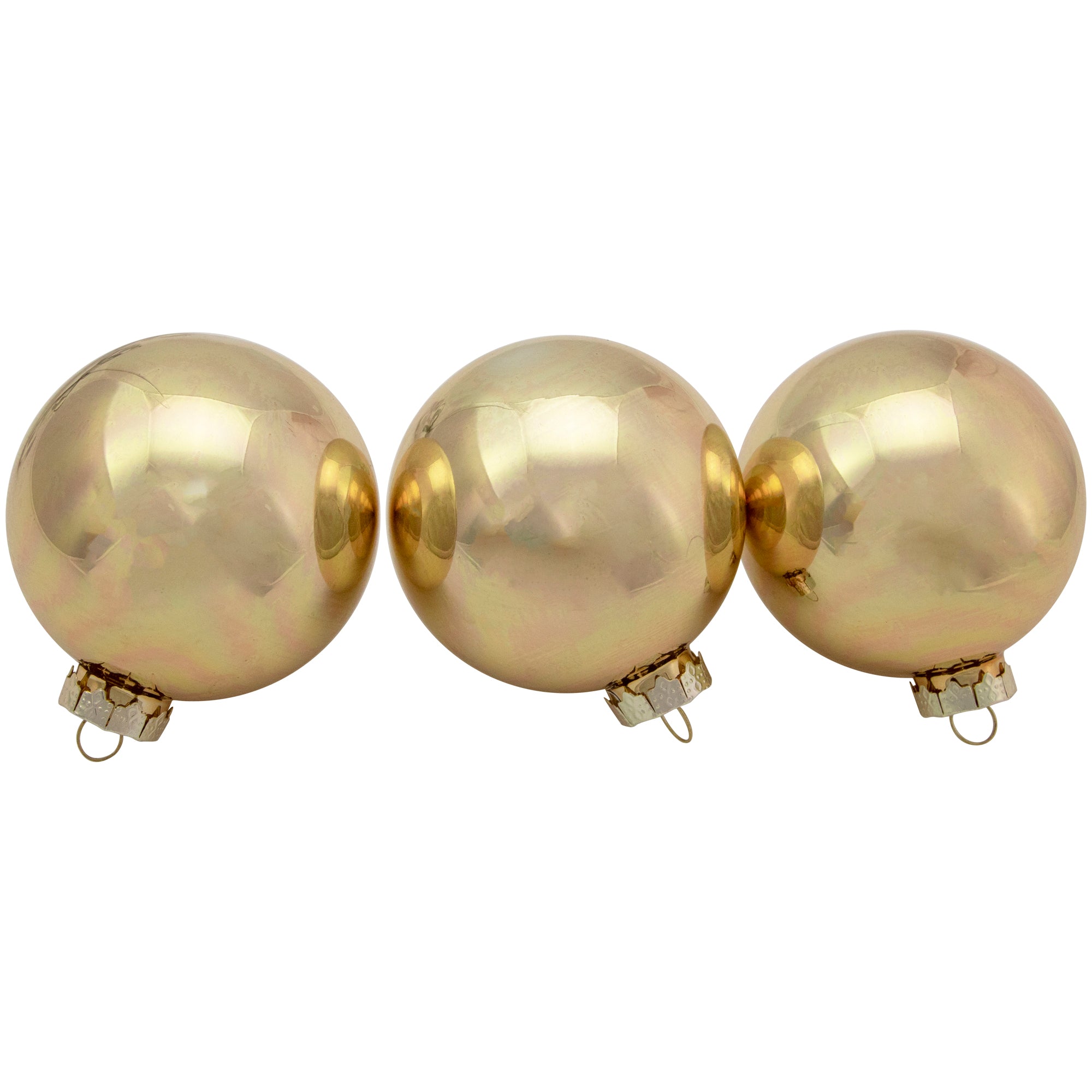  Northlight 6ct Champagne Gold 2-Finish Glass Ball Christmas Ornament Set 3.25