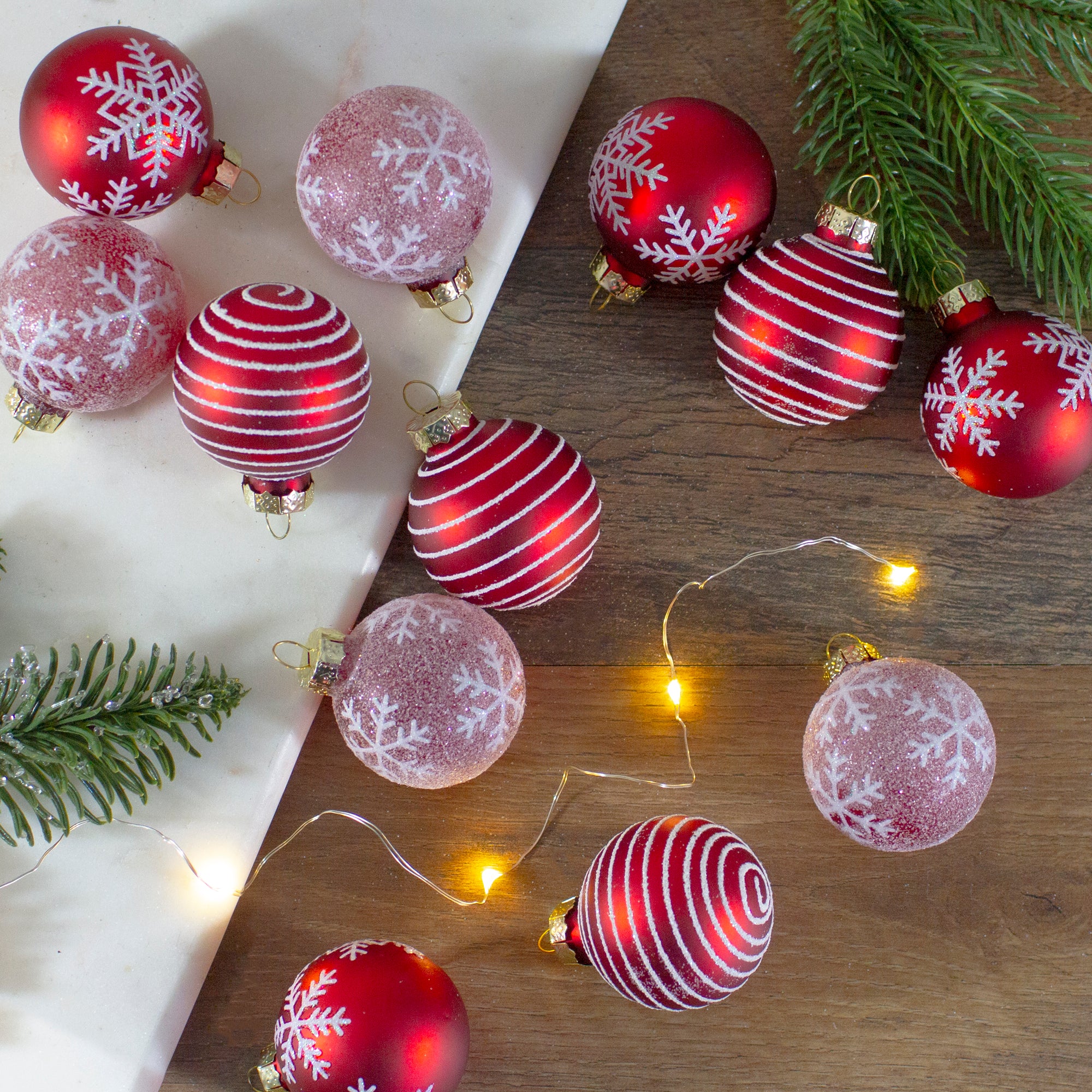  Northlight Set of 12 Red Glass Christmas Ornaments 1.75-Inch (45mm) - Default Title - Bonton