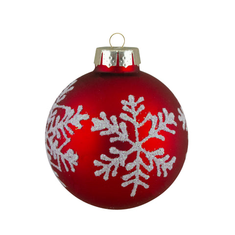 Set of 12 Red Glass Christmas Ornaments 1.75-Inch (45mm)