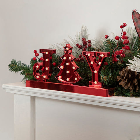 6.5" LED Lighted Red 'Joy' Christmas Marquee Sign