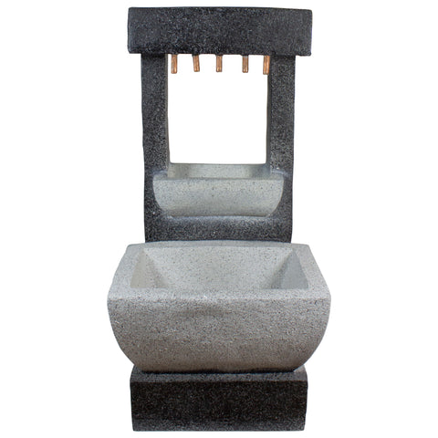 LED Lighted Rainfall Outdoor Water Fountain With Planter - 26"
