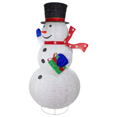 LED Lighted Iridescent Twinkling Snowman Outdoor Christmas Decoration - 71"