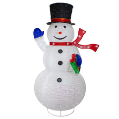 LED Lighted Iridescent Twinkling Snowman Outdoor Christmas Decoration - 71"