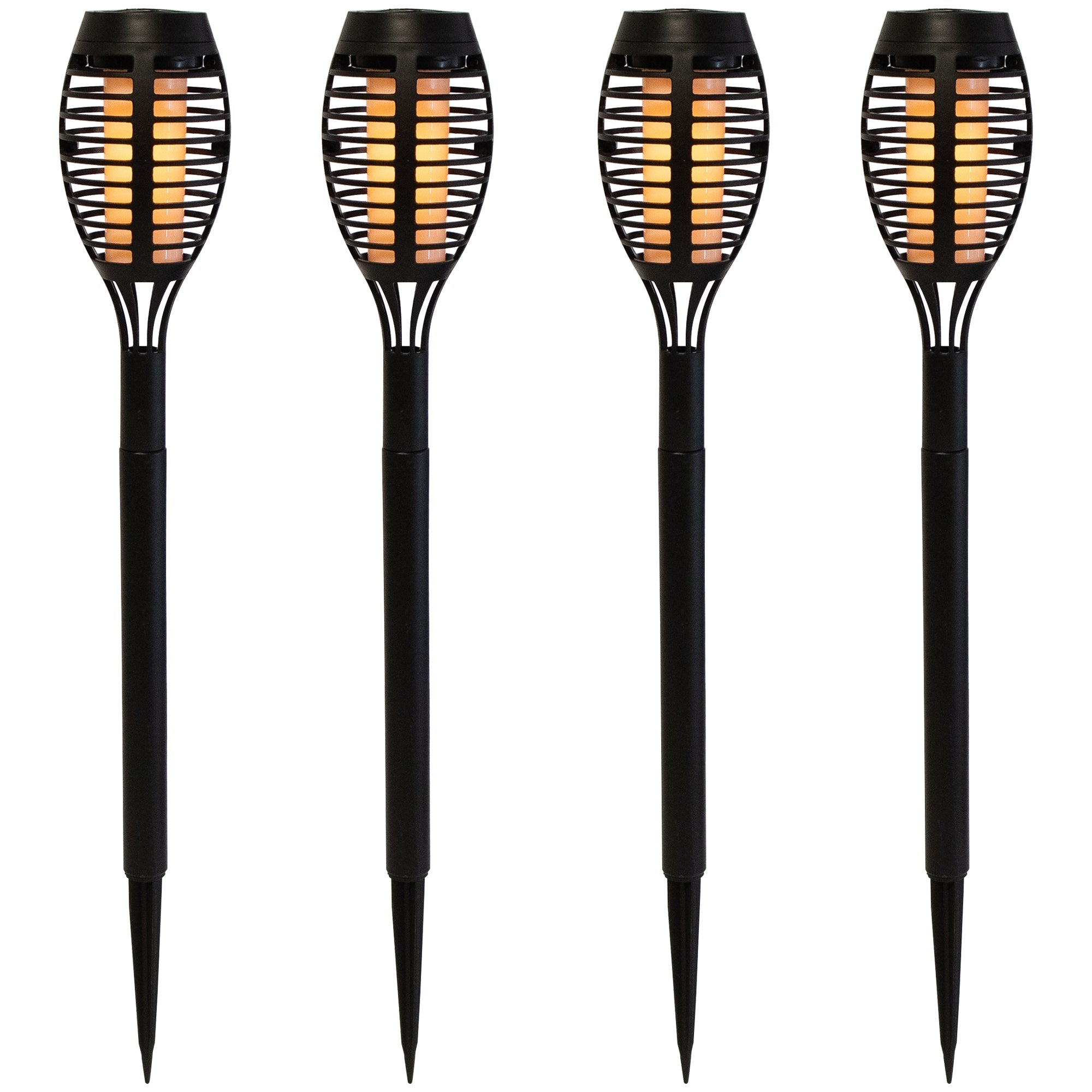  Set of 4 Black Solar Powered LED Pathway Markers 19.75