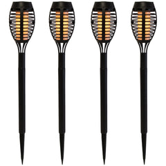 Set of 4 Black Solar Powered LED Pathway Markers 19.75"