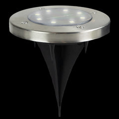 Set of 8 Stainless Steel Round Solar Powered LED Pathway Markers 5"