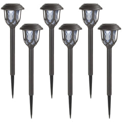 Set of 6 Black Lantern Style Solar Powered LED Pathway Markers 16.25"