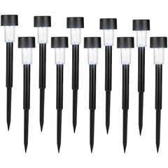 Set of 10 Black Solar Powered LED Pathway Markers 12.25"