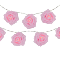 Pink Rose Flower LED String 10 Count Lights, 4.5 Ft