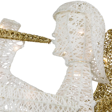 48" LED Lighted Gold and Silver Trumpeting Angel Outdoor Christmas Outdoor Decoration