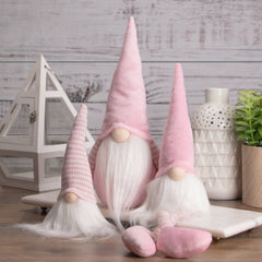 Pink & White Sitting Gnome, 16"