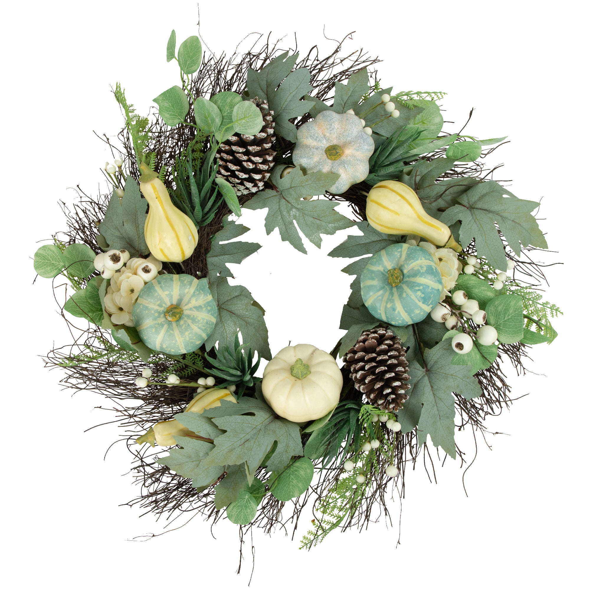  Northlight Pumpkins With Berries Artificial Fall Harvest Wreath - 22