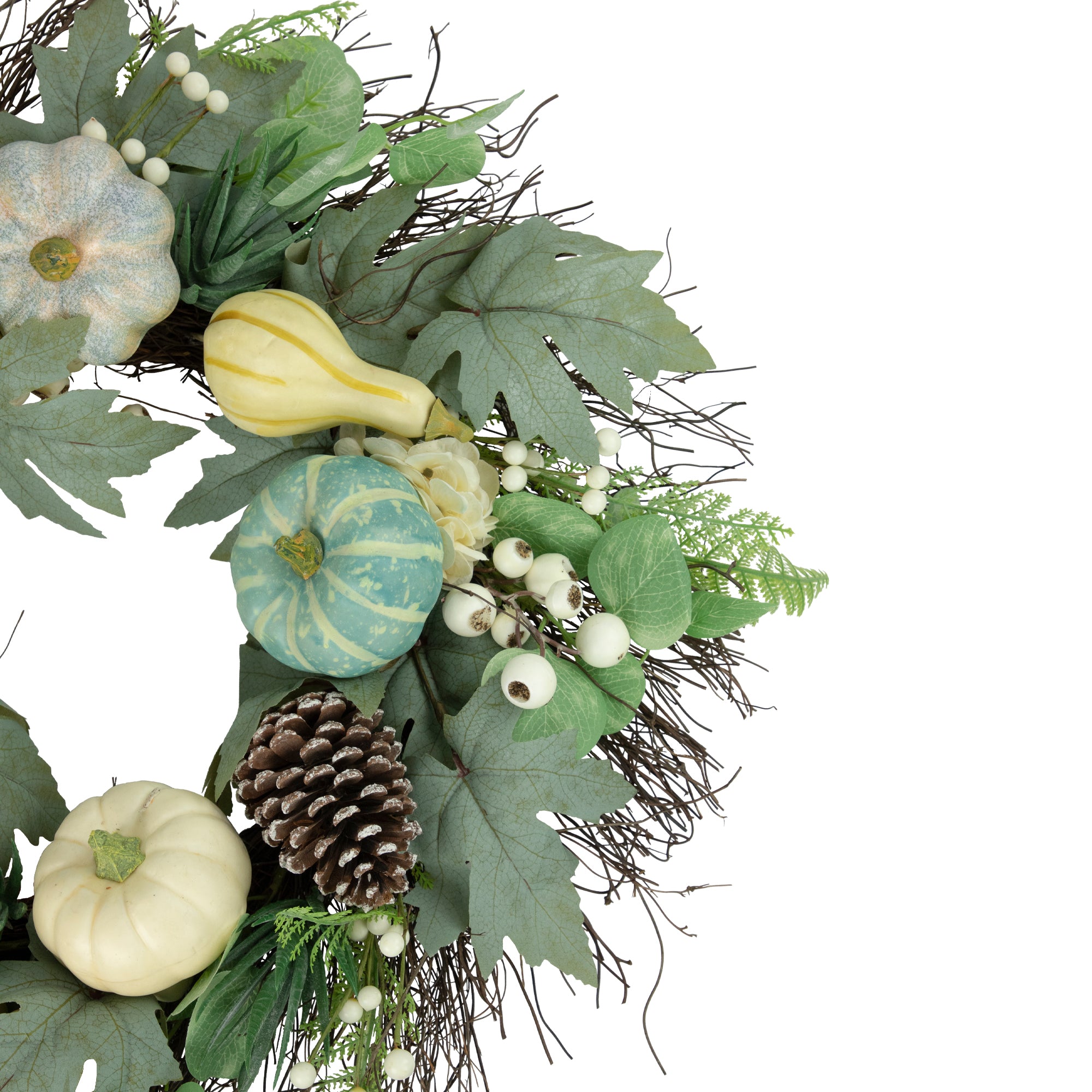  Northlight Pumpkins With Berries Artificial Fall Harvest Wreath - 22