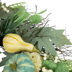 Pumpkins With Berries Artificial Fall Harvest Wreath - 22" - Green and White