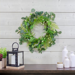 Eucalyptus and Foliage Springtime Floral Wreath  Green 21"