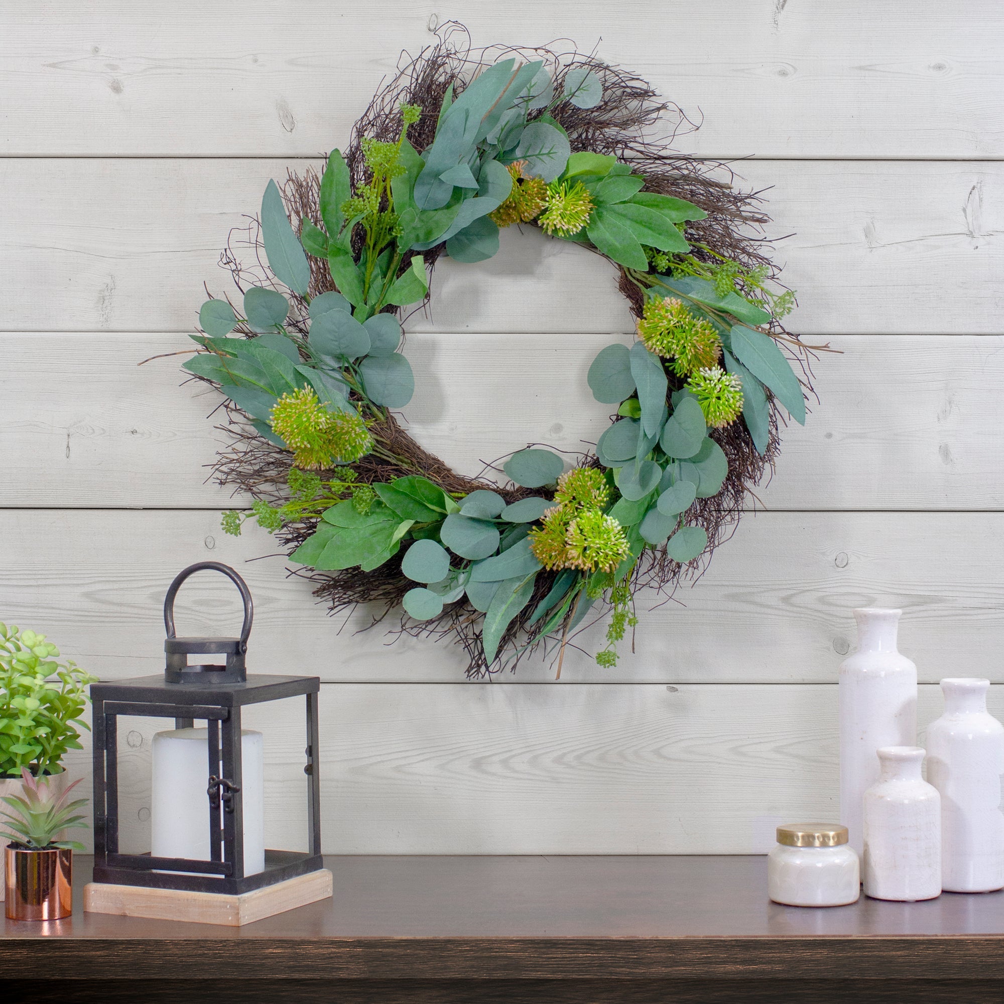  Olive Leaf & Floral Twig Spring Wreath 23