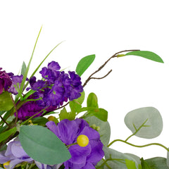 Eucalyptus and Hydrangea Floral Spring Wreath - 23" - Purple and Yellow