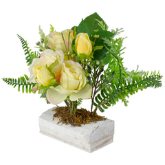 Ranunculus and Rose Floral Spring Wooden Statue Decoration - 13"