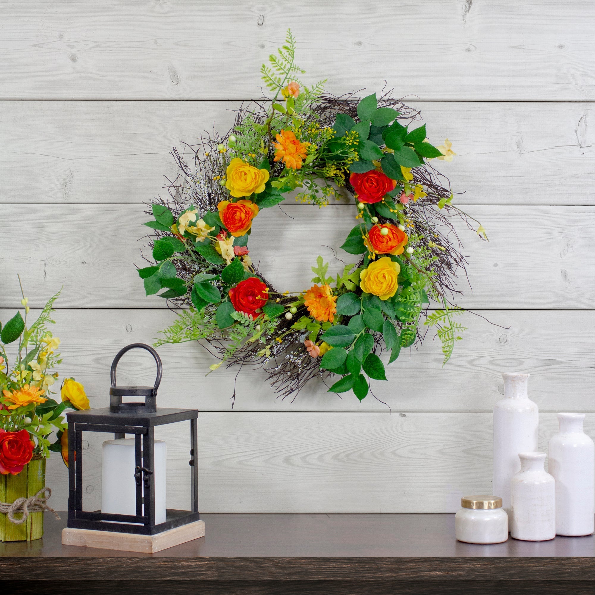  Ranunculus & Rose Floral Spring Wreath 20