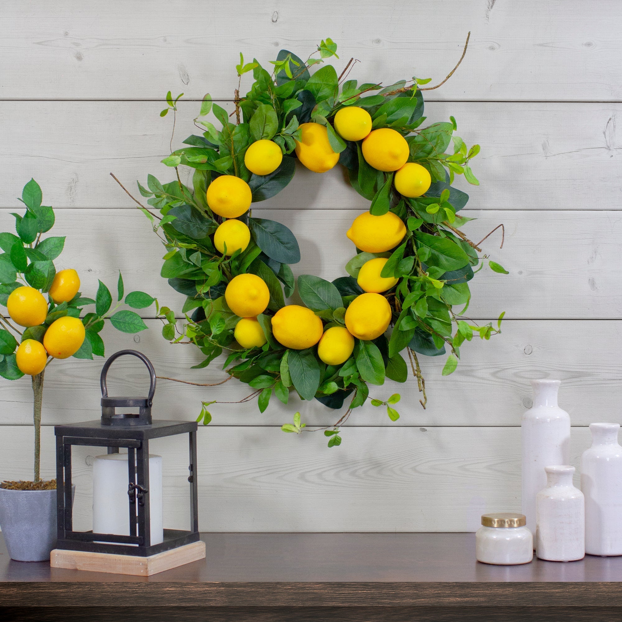  Lemons & Assorted Foliage Spring Wreath, 20