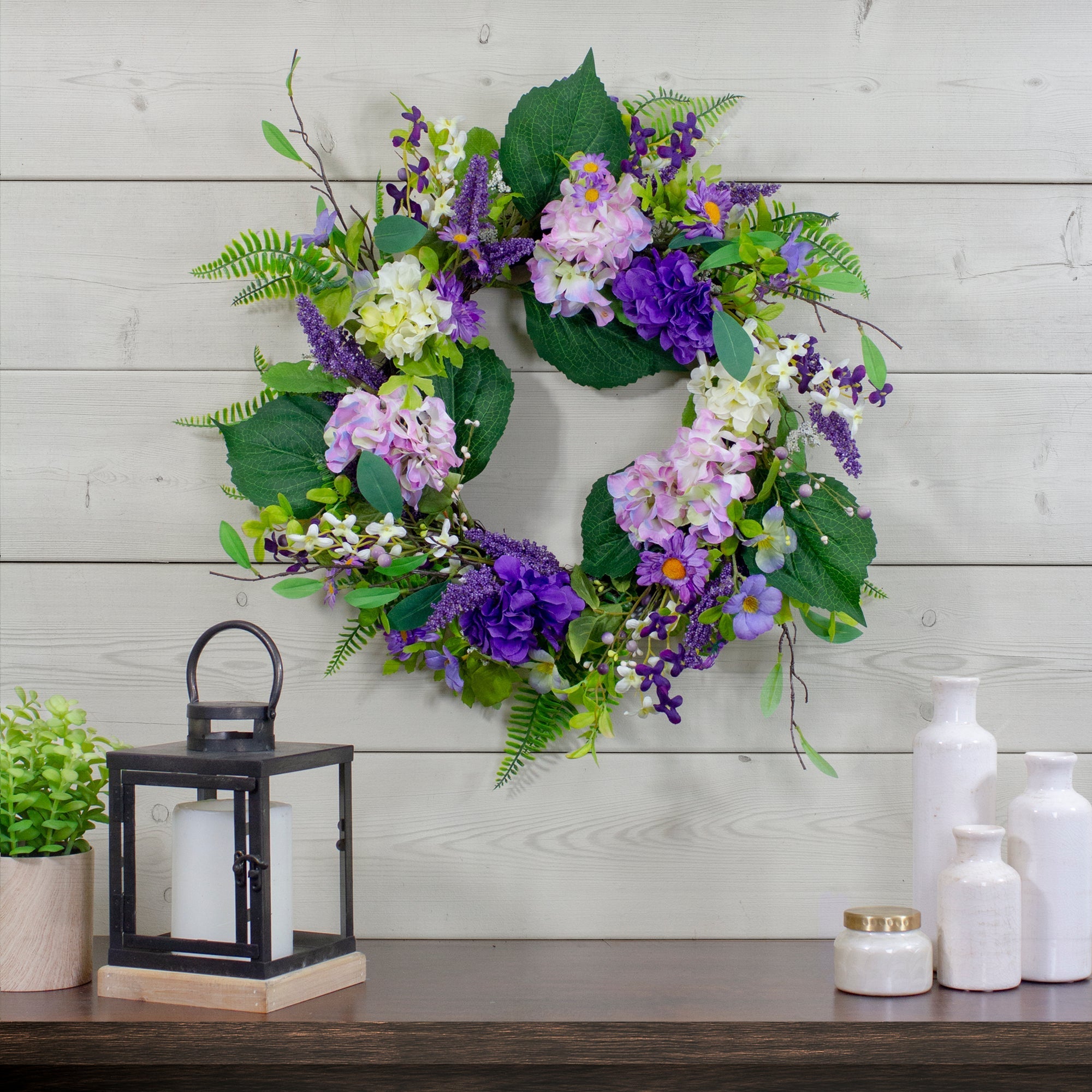  Hydrangea & Foliage Spring Floral Twig Wreath 26