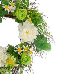 Mixed Floral Artificial Spring Wreath  22-Inch