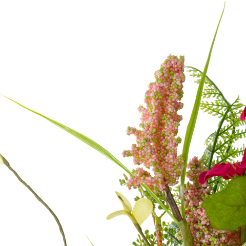 Rock Purslane Mixed Foliage and Berries Twig Wreath - 21" - Pink and Magenta