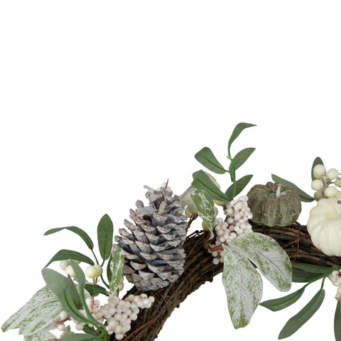 20" Pumpkin and Berries With Pinecones Artificial Fall Harvest Twig Wreath  20-Inch  Unlit