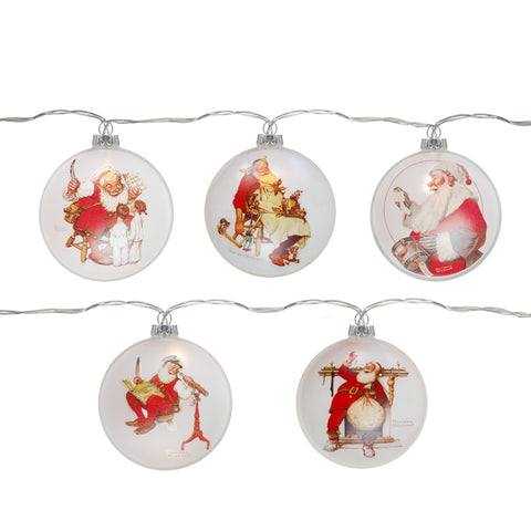 Set of 5 Glass Norman Rockwell Christmas Disc Lights