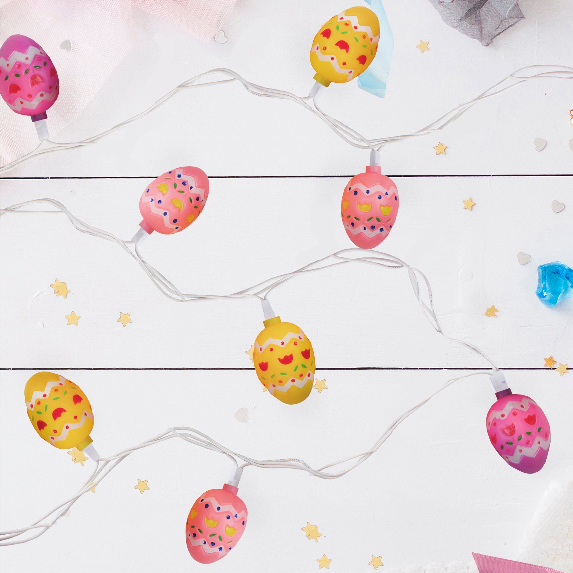  Northlight 10-Count Pastel Multi-Color Easter Egg String Light Set  7.25ft White Wire - Default Title - Bonton