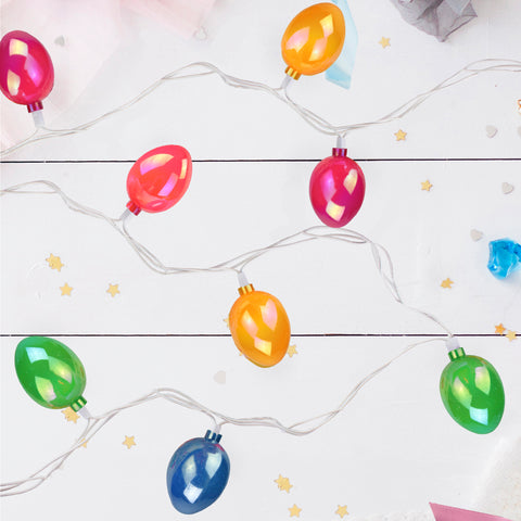 10-Count Pearl Multi-Colored Easter Egg String Light Set  7.25ft White Wire