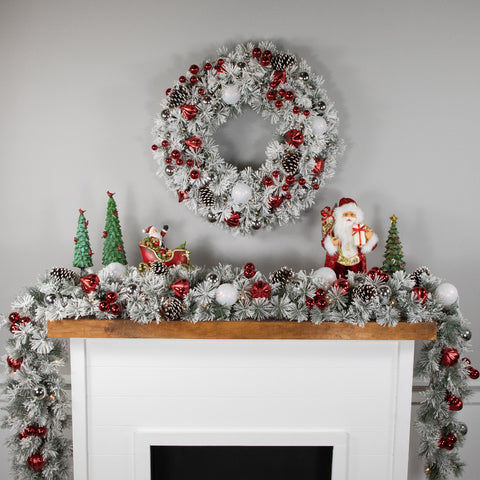 9' X 12' Pre-Lit Snowy Bristle Pine Artificial Christmas Garland  Clear Lights