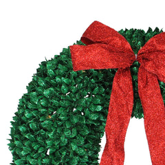 Pre-Lit Glittered Leaves Artificial Christmas Wreath - 28-Inch  Clear Lights
