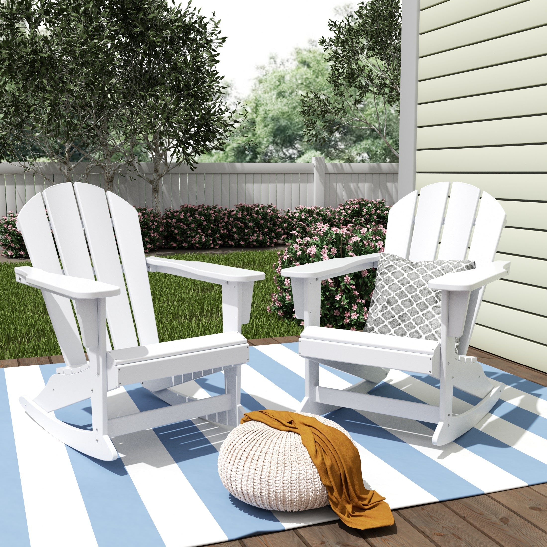  Westin Furniture Outdoor Patio Porch Rocking Adirondack Chair, Set of 2 - Gray - Bonton