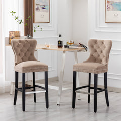 29" Tufted Velvet Bar Stool, Set of 2