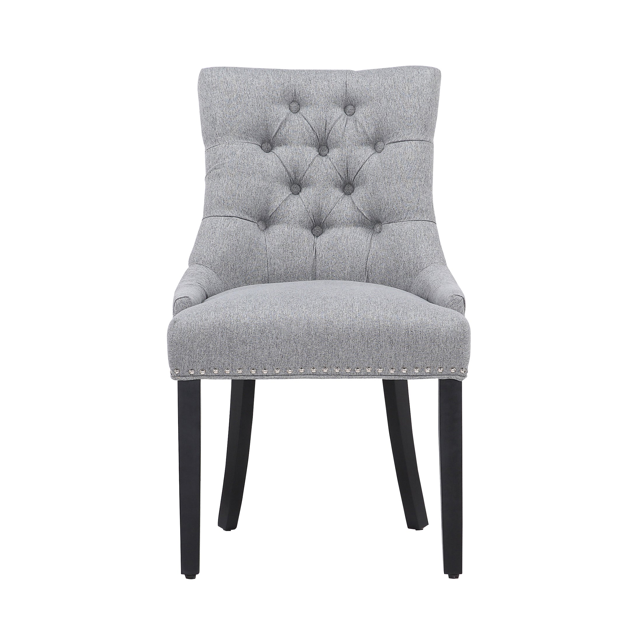  Westin Furniture Upholstered Wingback Button Tufted Dining Chair, Set of 2 - Gray - Bonton